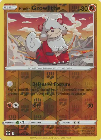 Hisuian Growlithe Reverse Holo 070