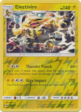 Electivire Reverse Holo 43 Normal