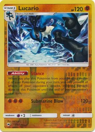Lucario Reverse Holo 71 Normal