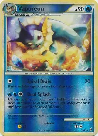 Vaporeon Reverse Holo 52 Normal