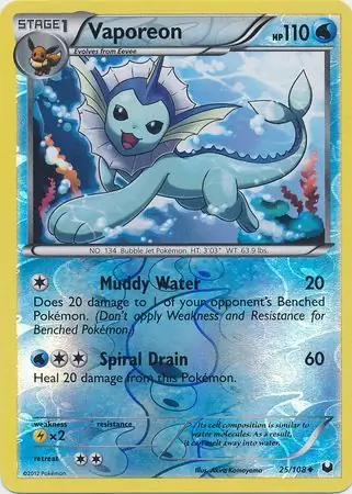 Vaporeon Reverse Holo 25 Normal