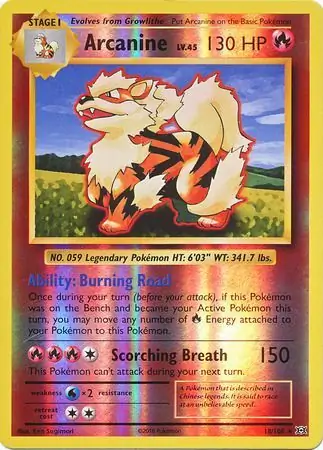 Arcanine Reverse Holo 18 Normal