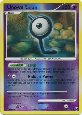 Unown L Reverse Holo 91