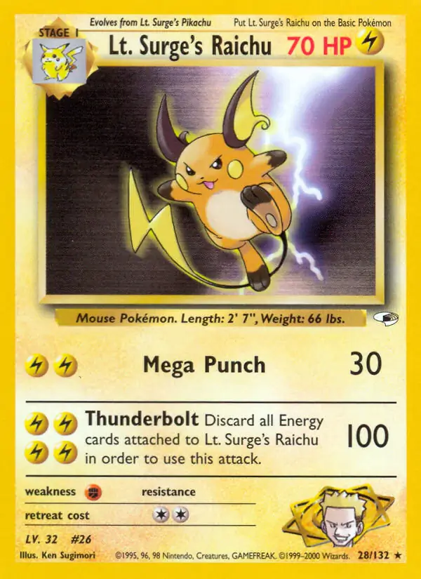 Lt. Surge's Raichu Holo 28 Normal