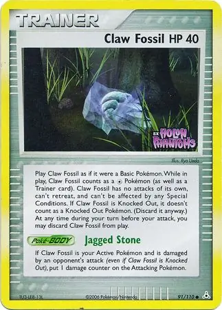 Claw Fossil Reverse Holo 91 Normal