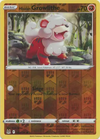 Hisuian Growlithe Reverse Holo 083 Normal