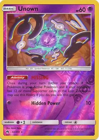 Unown Reverse Holo 92 Normal