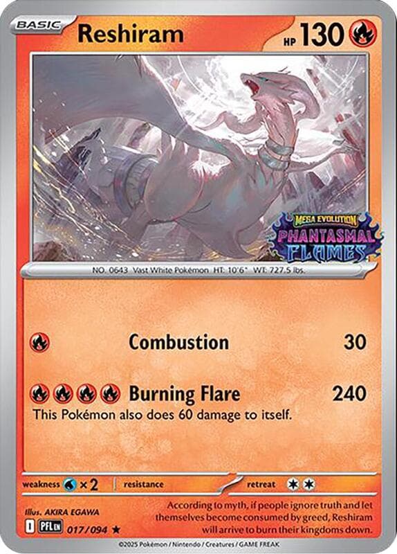 Reshiram Phantasmal Flames Stamped 017 Normal