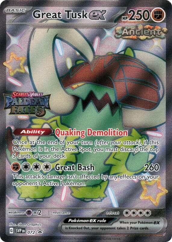 Great Tusk ex Paldean Fates Stamped 072 Normal