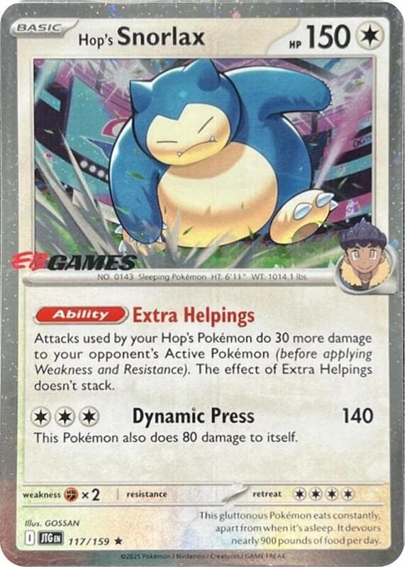 Hop's Snorlax EB Games Cosmos Holo 117 Normal