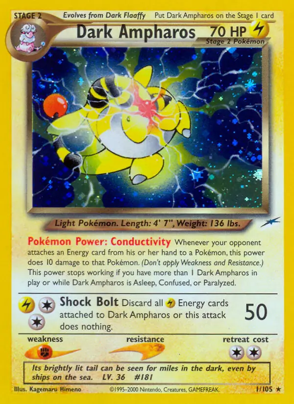 Dark Ampharos Holo 1