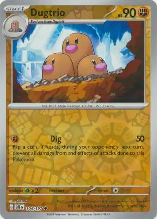 Dugtrio Reverse Holo 104 Normal