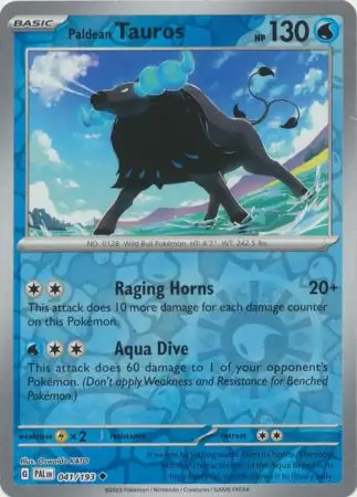 Paldean Tauros Reverse Holo 041 Normal