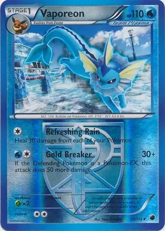 Vaporeon Reverse Holo 20 Normal