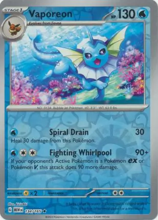 Vaporeon Reverse Holo 134 Normal