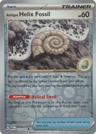 Antique Helix Fossil Reverse Holo 153 Normal