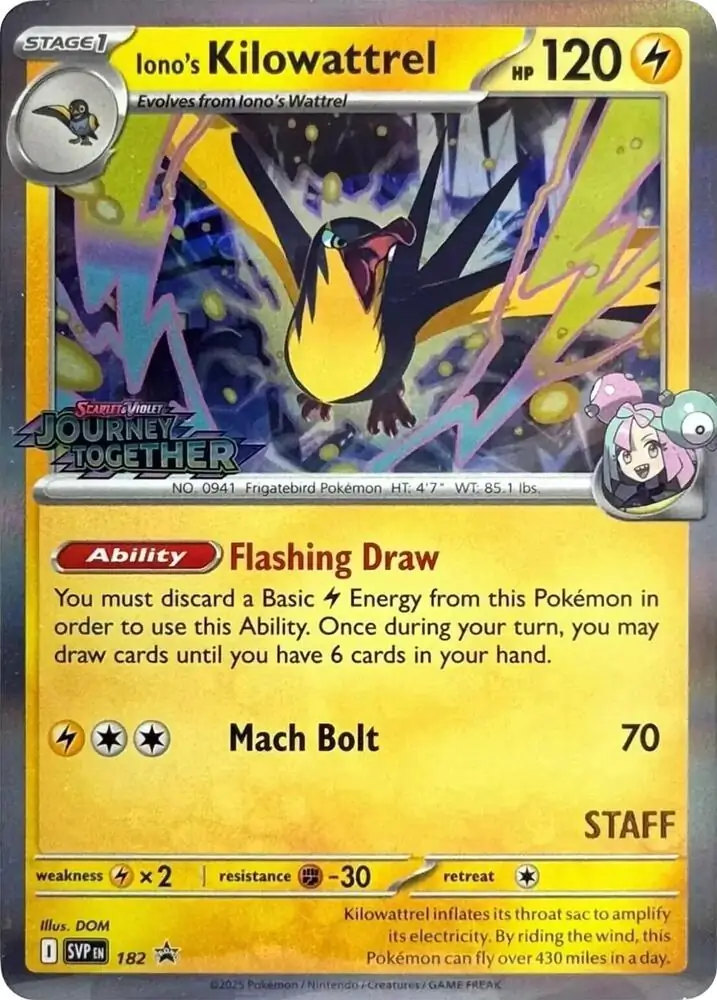 Iono's Kilowattrel Staff Prerelease 182 Normal