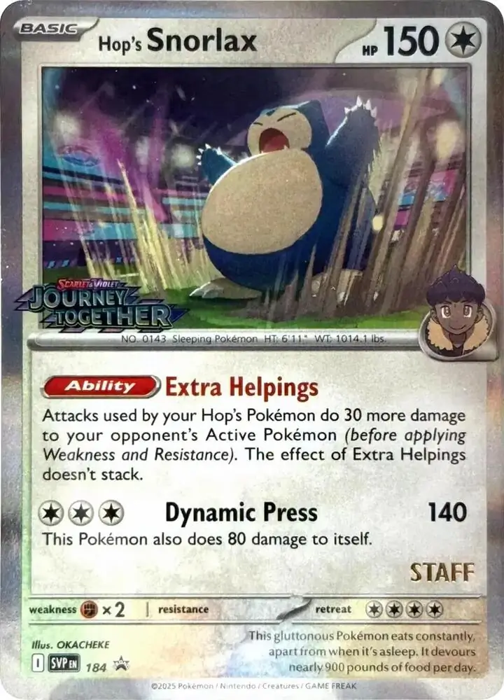 Hop's Snorlax Staff Prerelease 184 Normal
