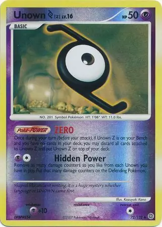Unown Z Reverse Holo 72 Normal