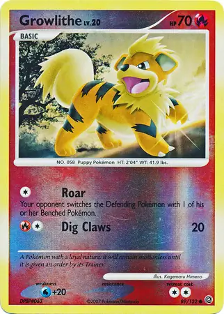 Growlithe Reverse Holo 89 Normal