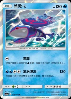 Kyogre Reverse Holo 036