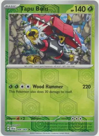 Tapu Bulu Reverse Holo 006 Normal