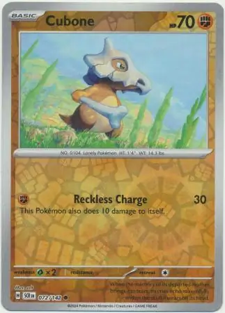 Cubone Reverse Holo 072