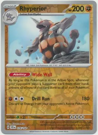 Rhyperior Reverse Holo 076