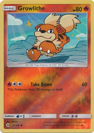 Growlithe Reverse Holo 21 Normal