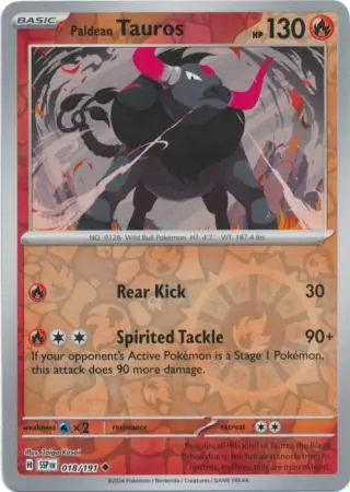 Paldean Tauros Reverse Holo 018 Normal