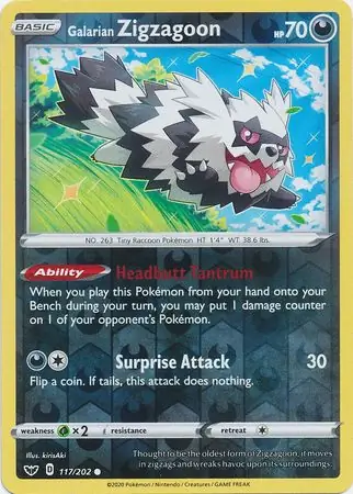 Galarian Zigzagoon Reverse Holo 117 Normal