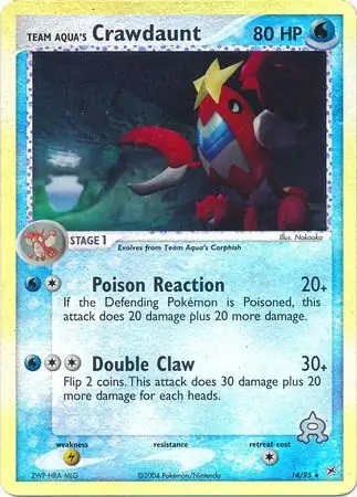Team Aqua's Crawdaunt Reverse Holo 14