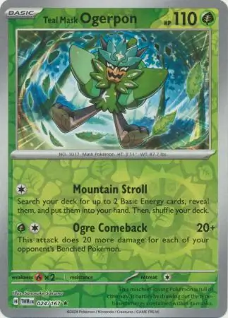 Teal Mask Ogerpon Reverse Holo 024 Normal