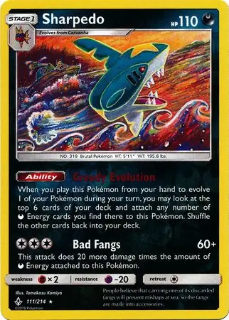 Sharpedo Reverse Holo 111 Normal