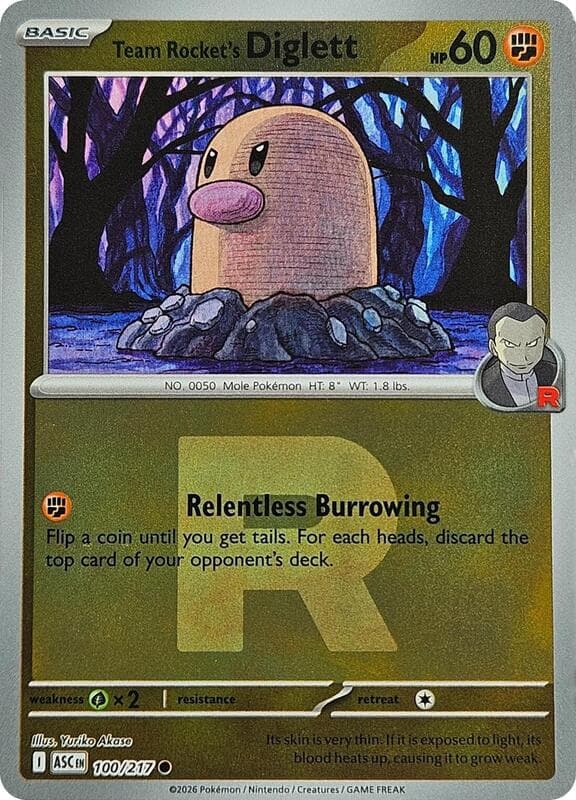 Team Rocket's Diglett Team Rocket Reverse Holo 100 Normal