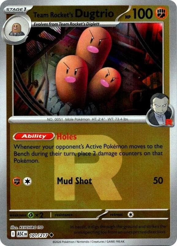 Team Rocket's Dugtrio Team Rocket Reverse Holo 101 Normal