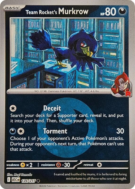 Team Rocket's Murkrow Energy Symbol Pattern 126 Normal