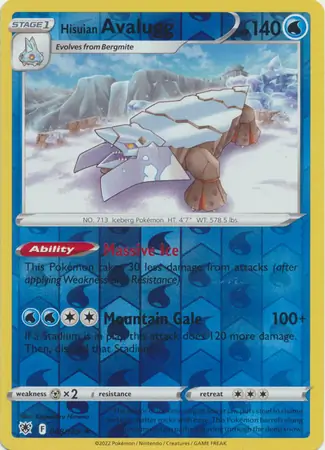 Hisuian Avalugg Reverse Holo 048
