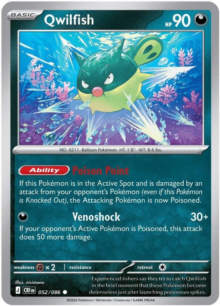 Qwilfish 052 Reverse holo