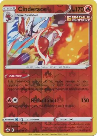 Cinderace Reverse Holo 028 Normal