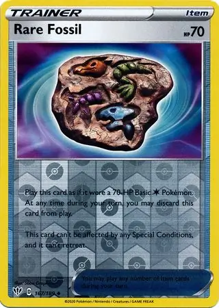 Rare Fossil Reverse Holo 167 Normal