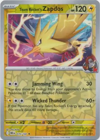 Team Rocket's Zapdos Reverse Holo 070 Normal