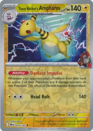 Team Rocket's Ampharos Reverse Holo 074 Normal