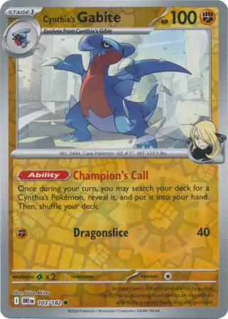 Cynthia's Gabite Reverse Holo 103 Normal