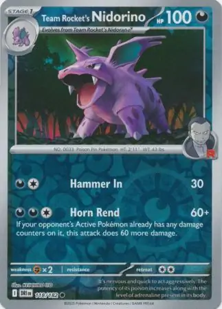 Team Rocket's Nidorino Reverse Holo 118 Normal