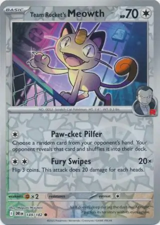 Team Rocket's Meowth Reverse Holo 149 Normal