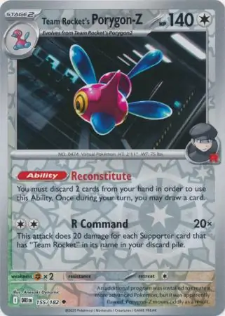 Team Rocket's Porygon-Z Reverse Holo 155 Normal