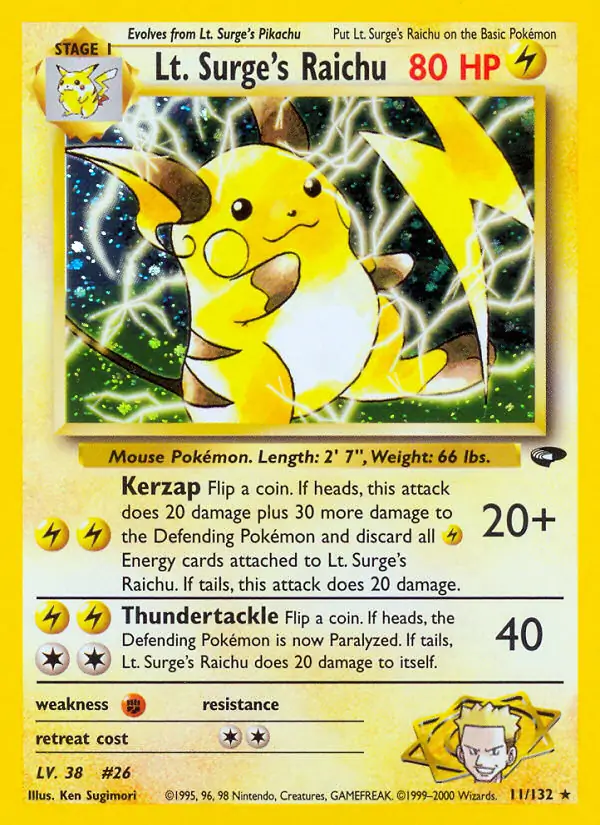 Lt. Surge's Raichu Holo 11 Normal
