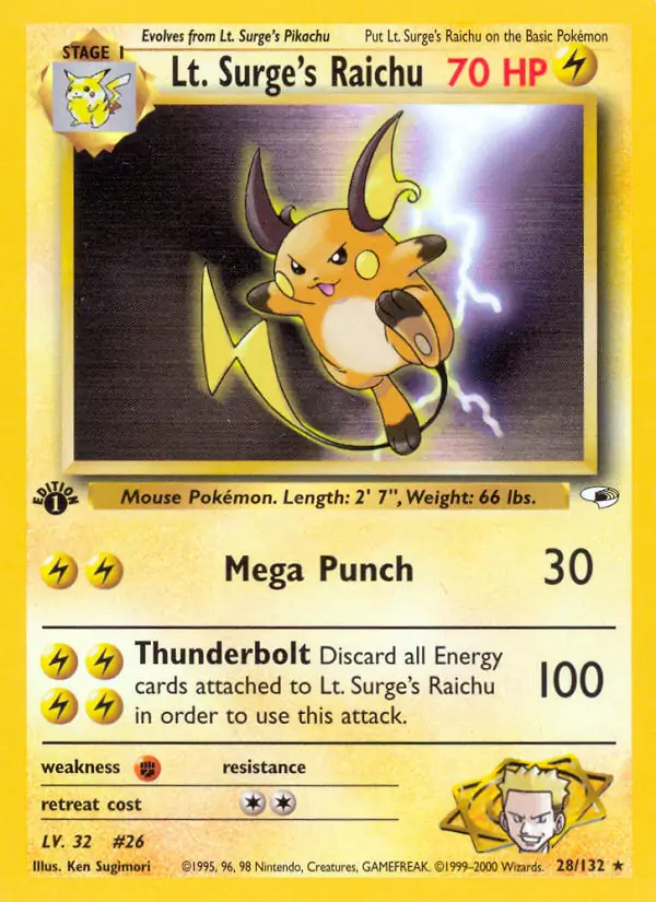 Lt. Surge's Raichu Holo 28
