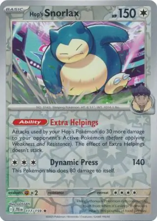 Hop's Snorlax Reverse Holo 117 Normal